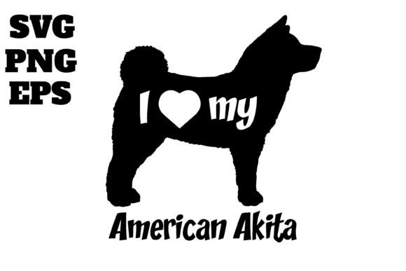 American Akita I Love My Dog Vector