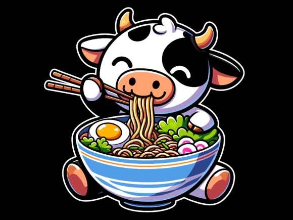 Cow Dog with a Bowl of Ramen