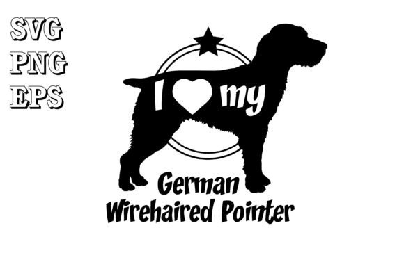German Wirehaired Pointer Dog Silhouette