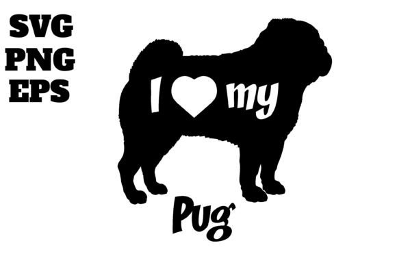 Pug Dog Monogram Vector